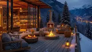Cozy Winter Ambience ❄ Crackling Fireplace with Snowstorm Sounds for Sleeping, Studying