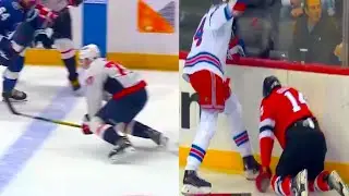 TJ Oshie Injury Ended his Career? Helped Off Ice! / Matt Rempe Hit on Nate Bastian (FULL CLIPS)