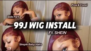 Burgundy 99J Straight Frontal Wig Install | Super Affordable | SHEIN HAVE WIGS?!