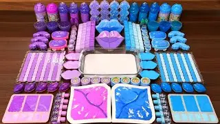 Slime Mixing Random Things: Purple vs Blue Glossy ASMR Relaxing