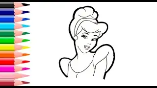 MENGGAMBAR DAN MEWARNAI KARTUN DISNEY CINDERELLA, drawing and coloring step by step