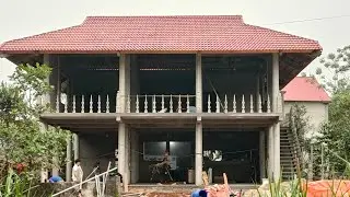 đã hoàn thiện xong ngôi nhà sàn bê tông 1 gian 2 chái kết hợp với phòng ngủ.