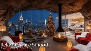 Inside a Warm Snow Cave ⛄ Gentle Jazz & Crackling Fire for Sleep, Reading & Calm