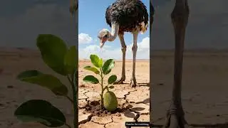 Ostrich saved jackfruit plant from drying by watering it😭#ai #tree #save #ostrich