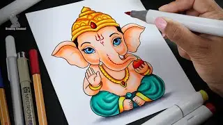 Easy Baby Ganesha Drawing | Ganesh Chaturthi Cute Ganpati Bappa Sketch for Beginners Step by Step