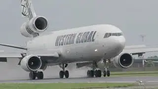 Western Global MD11F windy arrival at Ostend Airport (OST/EBOS)