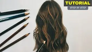 How to draw Curly hair using Colored Pencils and Charcoal | Tutorial for Beginners