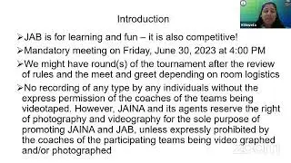 JAB Coaches Meeting for JAINA-2023 Convention.