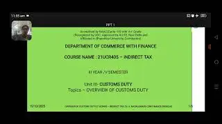 CUSTOMS DUTY|INDIRECT TAX|SNSINSTITUTIONS