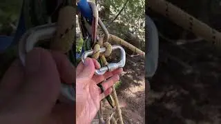 Set top anchor with D shaped carabiner for rope retrieval from the bottom