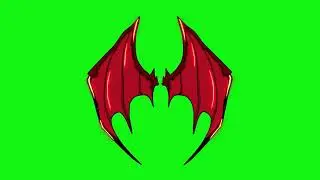 Red Demon Wings Green Screen Flapping Demon Wings Animation 4K