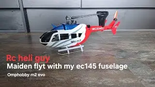 Maiden flight with the omphobby m2 evo inside the ec145 scale fuselage!!!