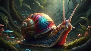 Soothing Slow-Motion: Snail's Journey Across Mossy, Wet Rock 💧