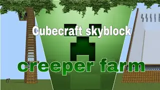Minecraft Cubecraft Skyblock How to build creeper farm［tutorial］