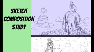sketch composition study - deedlit and her horse