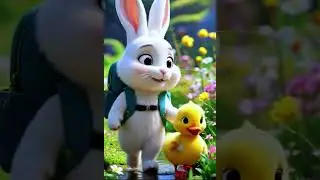 Bunny with little quack  🐥 #cartoon #shortsfeed #babyshorts #viral #rabbit #duck #dance