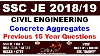 (हिंदी)SSC JE 2018/19 || Previous 15 Year Questions - CONCRETE MATERIALS [AGGREGATES]