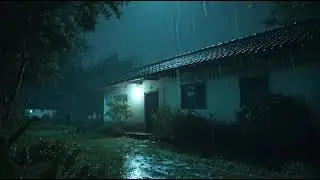 Peaceful Night Rain & Distant Thunder on a Village House 🌧️ Fall Asleep Fast