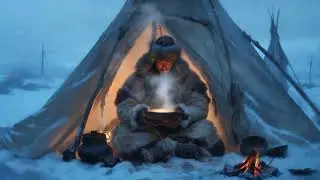 Mongolian Winter Storm ❄️ Sleeping in a Yurt during a Blizzard | Dark Ambience & Throat Singing