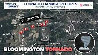 Where did the tornado touch down in Bloomington, Indiana? Early reports from Monroe County