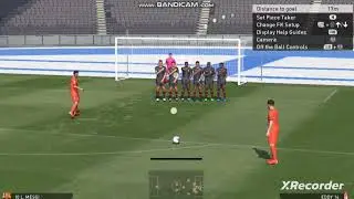 PES 2015 orange kit and Messi freekick chip goal