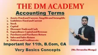 Basic Accounting Terms in Hindi/Basics of Accounts/Important for11th,B.Com,BBA,CA/THE DM ACADEMY