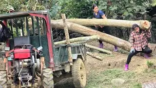 Agricultural vehicle,transporting wood the girl has amazing wood-lifting skills.#wood #farming #girl