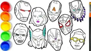 How to draw Avengers Faces Coloring Pages | Iron Man, Hulk, Thor, Captain America