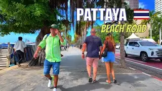 Pattaya Beach Road virtual walking tour on waterfront.Thailand 4K