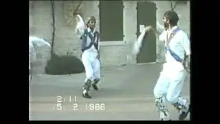 Thames Valley Morris Men dance Trunkles, Bampton in Coulon, France. 1986
