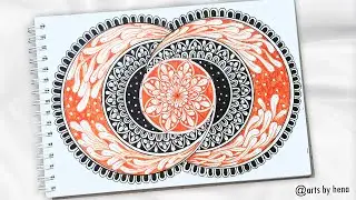 🌸Beautiful Orange Mandala Art🌸How To Draw Colorful  Mandala Art For Beginners ||  Mandala Art