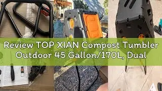 Review TOP XIAN Compost Tumbler Outdoor 45 Gallon/170L, Dual Chamber Large Compost Bin for Garden, B