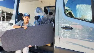 Van Build 2021 Mercedes Sprinter - How I make Headliner & Bed Cushions include special cooking clip