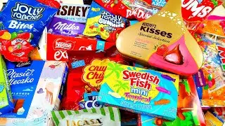 New 101 Candies Opening M&M's candy galaxy Jolly rancher dum dums lollipops candy canes milka