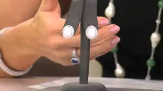 Judith Ripka Sterling Oval White Agate & Diamonique Button Earrings with Jennifer Coffey