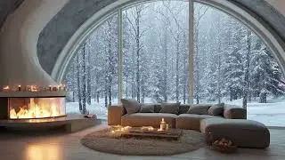 Smooth Jazz with Fireplace & Snowfall 🔥❄️🎷 | Cozy Winter Music for Sleep
