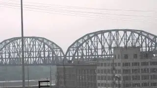 UP crossing the Mississippi River on MacArthur Bridge at St. Louis, Missouri