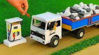 Diy creative tractor build bricks and square homepipe bridge/diy bricks and metal railing bridge