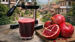 Homemade Pomegranate Juice from Scratch &ndash; Cast Iron Juicer ASMR