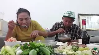 VLOG 1112. Khmer traditional food. Khmer fish paste Dip with snails meat and brab meat.