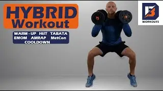 Hybrid Workout | HIIT, Tabata, EMOM, AMRAP, Metcon | Full Body Warm Up & Cooldown