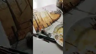 Sunlit forest in watercolor #watercolorpainting