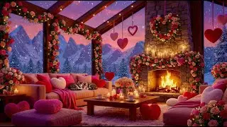 Valentine Cozy Fireplace Ambience 🔥💗 Crackling Fire Sounds for Relax, Sleep & Stress Relief