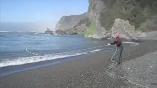 A Yurok Fisherman Catches a Salmon, Klamath, California