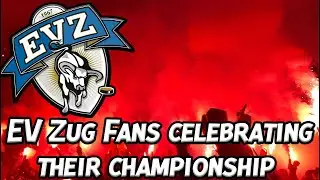 EV Zug Fans celebrating their championship in the National League A ice hockey