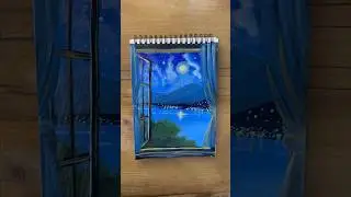 Easy window view scenery painting #art #scenery #drawing #painting #youtubeshorts #shorts
