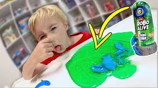Father & Son GROSS DINOSAUR BARF!? (Mystery Slime)