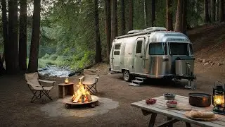 Camping Ambience | Campfire, River & Birdsong Sounds 🔥🌲