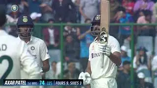 Axar Patel (IND) hit 9 fours and 3 sixes in Day 2 of 2nd Test vs Australia! 74 runs batting HL