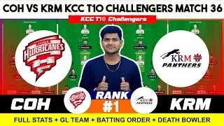 KRM vs COH || KRM vs COH Prediction || KRM VS COH 36TH KCC T10 Challengers CUP